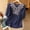 Navy, variant on Babysbule Womens Long Sleeve Tops Women's Seven-quarter Sleeve Cotton And Linen V-neck Blouse With Lantern Sleeves