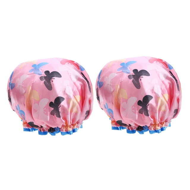 TISHITA 2 Pcs Bonnet de Douche Imperméable Réutilisable Chapeau de Bain pour Femmes Rose