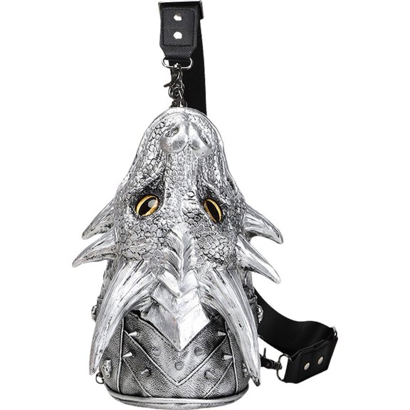 Jiibva 3D Dragon Head Crossbody Bag Vintage Casual Shoulder Bag Fashion Zipper Shoulder Bags Universal Handbags Purse