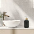 thumbnail image 2 of Unique Bargains 1 Pc Round Bottom Vertical Stripes Soap Dispenser 13.53oz Black White, 2 of 6