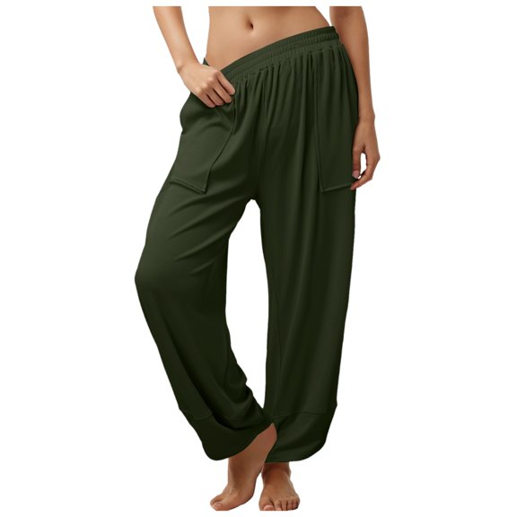 Pants for Women S Jogging Pants Dinner Casual for Petite Women Elastic Waist High Leg Buttery Sweatpants plus Sexy Casual on Drawstring Green 2XL