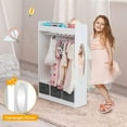 thumbnail image 5 of SYTHERS Kids Dress-up Storage Rack with Mirror and Storage Bin, Open Hanging Play Armoire Dresser with Mirror, Costume Storage Dresser, White, 5 of 9