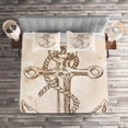 thumbnail image 2 of Ambesonne Anchor Quilted Coverlet 3 Pcs, Navy Summer Holiday, King Size, Brown Cream, 2 of 2