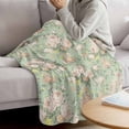 thumbnail image 3 of Green Flowers Blanket Soft Cozy Warm Throw Blanket for Couch, Plush Fuzzy Flannel Fleece Blankets for Sofa, Farmhouse Botanical Floral Leaves Art Bed Blankets Lightweight Gifts for Women, 40"x50", 3 of 9