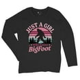 thumbnail image 5 of Just a Girl Who Loves Bigfoot Women's Long Sleeve T-shirt Sasquatch Fan Cryptid Cute Gift Vintage Sunset Wildlife Camping, 5 of 7