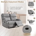 thumbnail image 2 of 2-Seater Faux Leather Double Recliner Couch with Storage Pockets for Couples Movie Nights Light Grey Reclining Loveseat Sofa Cozy Living Rooms, 2 of 7