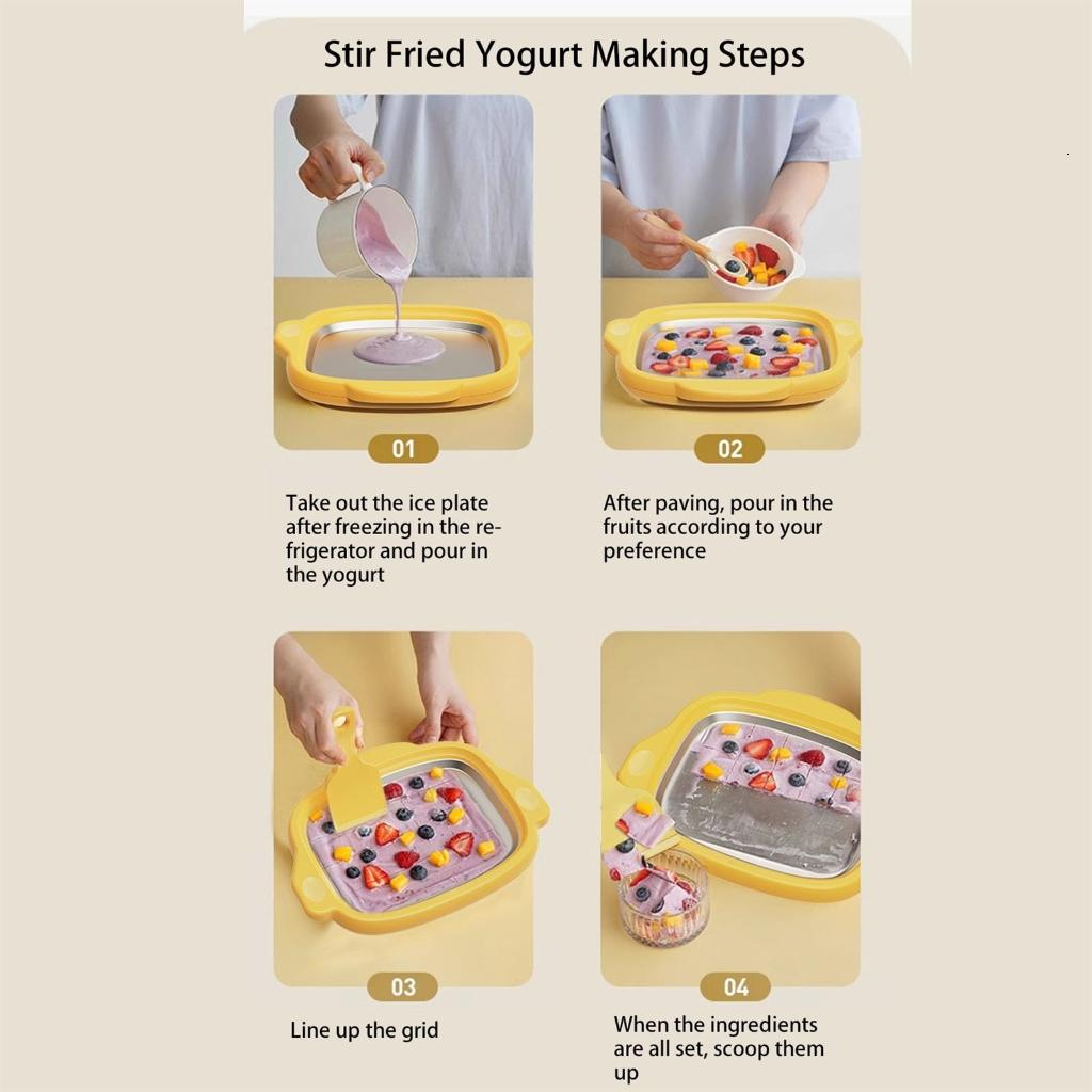 YIGSECU Ice Cream Maker Metal Cold Pan Plate for Homemade Rolled Cream Sorbet Gelato