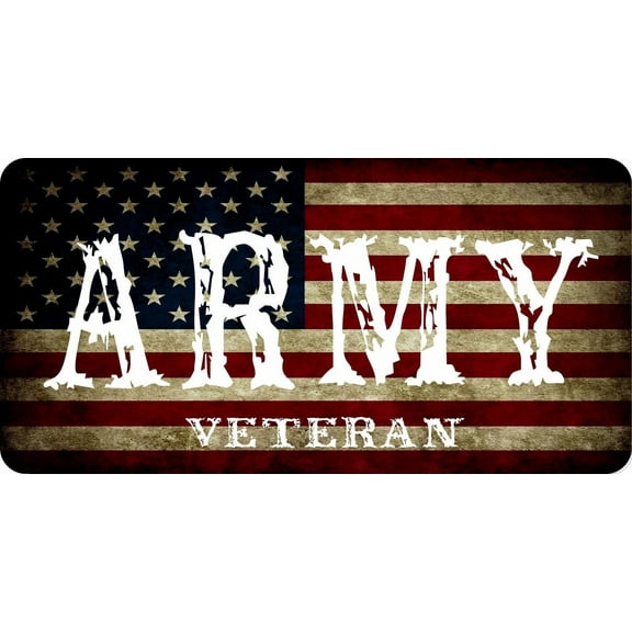212 Main LPO7520 6 x 12 in. U.S. Army Veteran on Worn U.S. Flag Photo License Plate