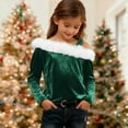 thumbnail image 3 of Posijego Girls Velvet Tops Cold Shoulder Long Sleeve Blouse for Girls Velour Shirts Little Girls Clothes, 3 of 7
