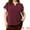 Burgundy, variant on DARING DIVA Women's Plus V Neck Short Petal Sleeve Shirts Dressy Tops 1X Dark Blue