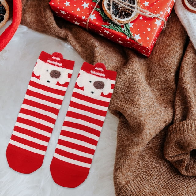 Seyotauo Christmas Cupcake Socks Fuzzy Christmas Socks,Athletic Indoor Sock, Winter Warm Cozy Fluffy Cartoon Monster Socks for Girls Christmas Gifts, Adult, Women, Home Sleeping