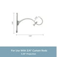 thumbnail image 3 of Kenney Steel Curtain Rod Mounting Brackets, Wall or Ceiling Mount, Set of 2, Brushed Nickel, 3 of 5