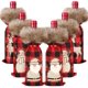 thumbnail image 1 of 6 fundas de botella de vino a cuadros de búfalo navideñas, suéter decorativo para botella de vino con cuello de piel sintética, bolsas para decoración, 1 of 4