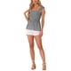 thumbnail image 2 of INSPIRAR CHIC Blusa de cuadros con peplum para mujer, cuello cuadrado, sin mangas, verano, color negro, 2 of 6