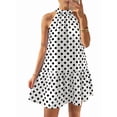thumbnail image 3 of Women's Mini Halter Short Dresses Line Polka Dot Petite Sundress Dress for Summer White S, 3 of 10
