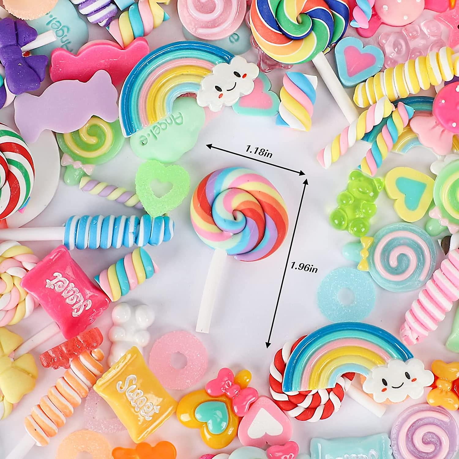 120pcs Slime Charms Resin Fake Candy Charms Kawaii Cute Set Mixed