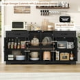 thumbnail image 5 of Homfa 6-Doors Farmhouse Sideboard with 2-Drawers, 70.8" W Buffet Cabinet with Adjustable Shelves for Kitchen Dining Room, Black, 5 of 7