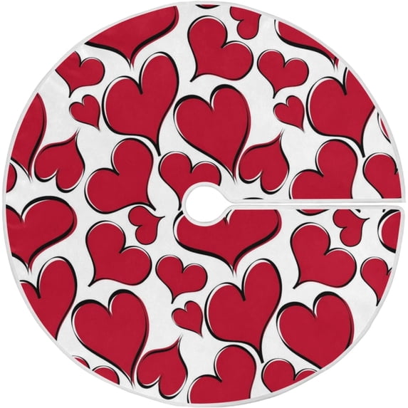 FMSHPON Love Heart Xmas Christmas Tree Skirt Stand Mat for Holiday Party Decoration Indoor Outdoor 36 inches