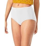 Hanes Women's Cotton Brief Underwear, Moisture-Wicking, 6-Pack White 6