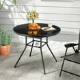 thumbnail image 2 of Costway 34 Inch Patio Dining Table Round Tempered Glass Tabletop with 1.5" Umbrella Hole, 2 of 10