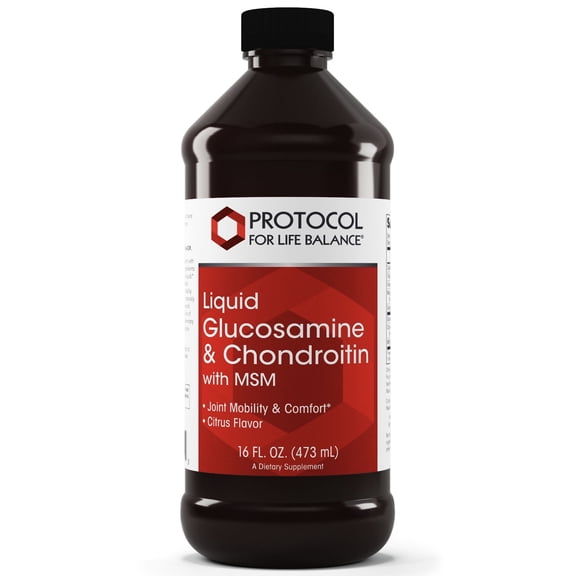 Protocol For Life Balance - Liquid Glucosamine and Chondroitin with MSM - Supports Joint Mobility and Comfort in Easy to Swallow Liquid Format - Citrus Flavor - 16 Fl oz (473 mL)