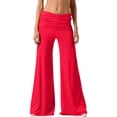 thumbnail image 2 of Byworldtasic Fold Over Pants for Women Wide Leg Low Waisted Yoga Leggings Dance Lightweight Flowy Palazzo Lounge Pants, 2 of 6