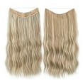 thumbnail image 1 of Xiao Hua Extensiones de cabello de alambre, gruesas, rizadas, onduladas, invisibles, con clip, sintéticas, para mujer, 20 pulgadas, rubio miel, 1 of 2