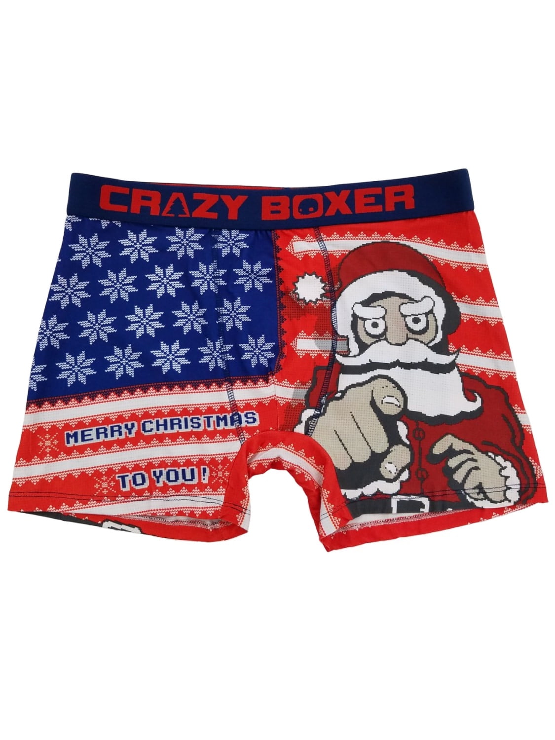 Mens American Flag Merry Christmas Santa Claus Novelty Underwear Boxer
