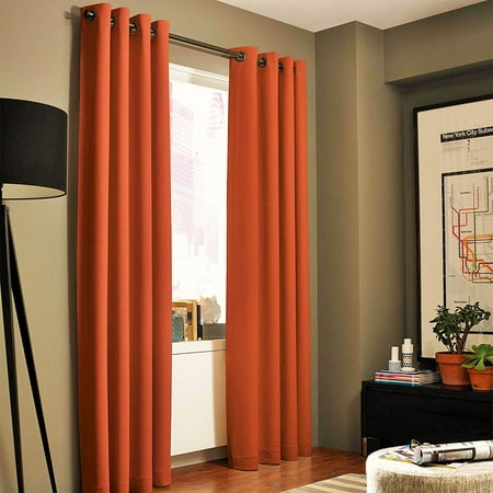 Blackout Curtains 84 Length (#86) Hotel Quality Grommet Top, Jacquard 1 PANEL ORANGE SOLID THERMAL FOAM LINED BLACKOUT HEAVY THICK WINDOW CURTAIN DRAPES BRONZE GROMMETS 84