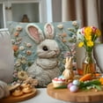 thumbnail image 5 of TanSiDing 2pcs Easter Bunny Embroidery Style Pillowcase Floral Print Decorative Throw Pillow Cover Soft Polyester Home Decor Couch Bedroom Accent 45*45cm, 5 of 6