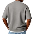 thumbnail image 4 of Mens Cardigan Sweater Textured Waffle Knit Short Sleeve Cardigan Open Front Lightweight Casual Button Down Cardigan Gray L, 4 of 5
