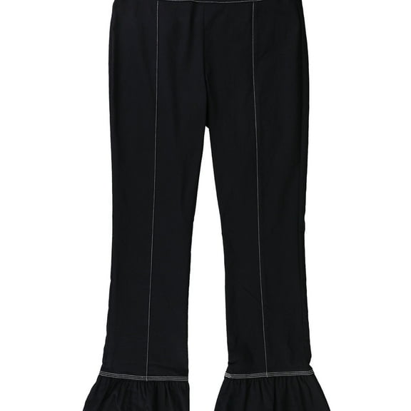 I.N.C Womens Contrast Stitch Ruffle Casual Trouser Pants, Black, 23