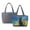 Blue - Black Cat, variant on Dolphin Hibiscus Print Quilted Tote Bag for Women Double Sided Work Bags with Pockets