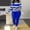 Blue, variant on Homenesgenics Women's Casual Solid Color Long Sleeve Stripes Print Round-Neck Tops Pants Matching Sets