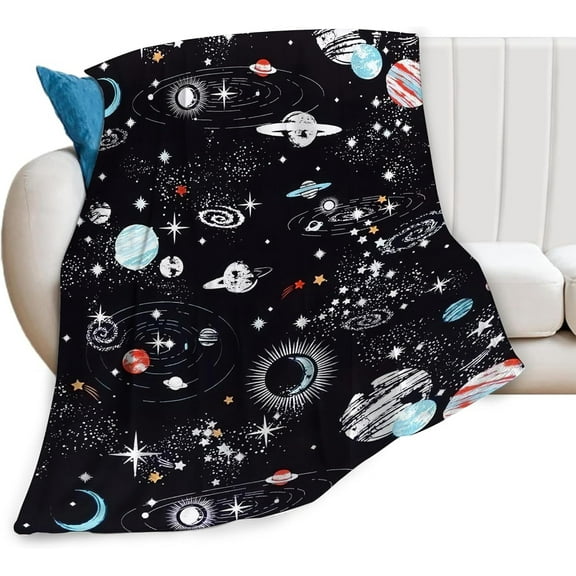 Galaxy Blanket Astronomy Gifts for Kids Boys Adults Glow in The Dark Space Blanket Fleece Warm Flannel Soft Plush All Season Celestial Throw Blanket for Sofa Bed Couch Starry Sky Lovers 40"X50"
