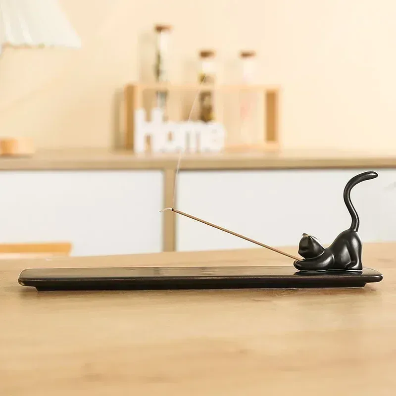 1pc,Home Decor Incense Burner Cute Cat Lovely Rabbit Incense Stick Holder Ceramic Handicraft  Friend Gifts- Without Incense