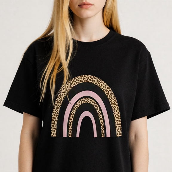 Animal Print Rainbow Graphic for Women Casual and Stylish Tee print T Shirt