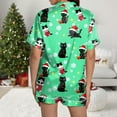thumbnail image 6 of felwors Women Christmas Pajamas Set Silk Satin Short Sleeve Button Down Top and Shorts Plus Size Soft Sleepwear Lounge Xmas Pjs Mint Green, S, 6 of 6