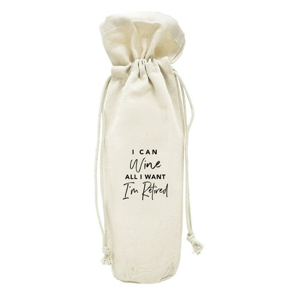 Koyal Wholesale I Can Wine All I Want Wine Bottle Cover, Funny Retirement Gifts Canvas Wine Bag, 1-Pack