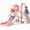 Pink, variant on DKMOCO 6-in-1 Toddler Slide, Kids Slide with Basketball Hoop & Telescope, Indoor Outdoor Playset for Toddlers 1-3, White Gray