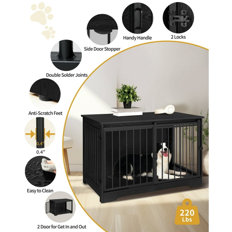 Hzuaneri Large Double Door Furniture Style Dog Crate, Medium