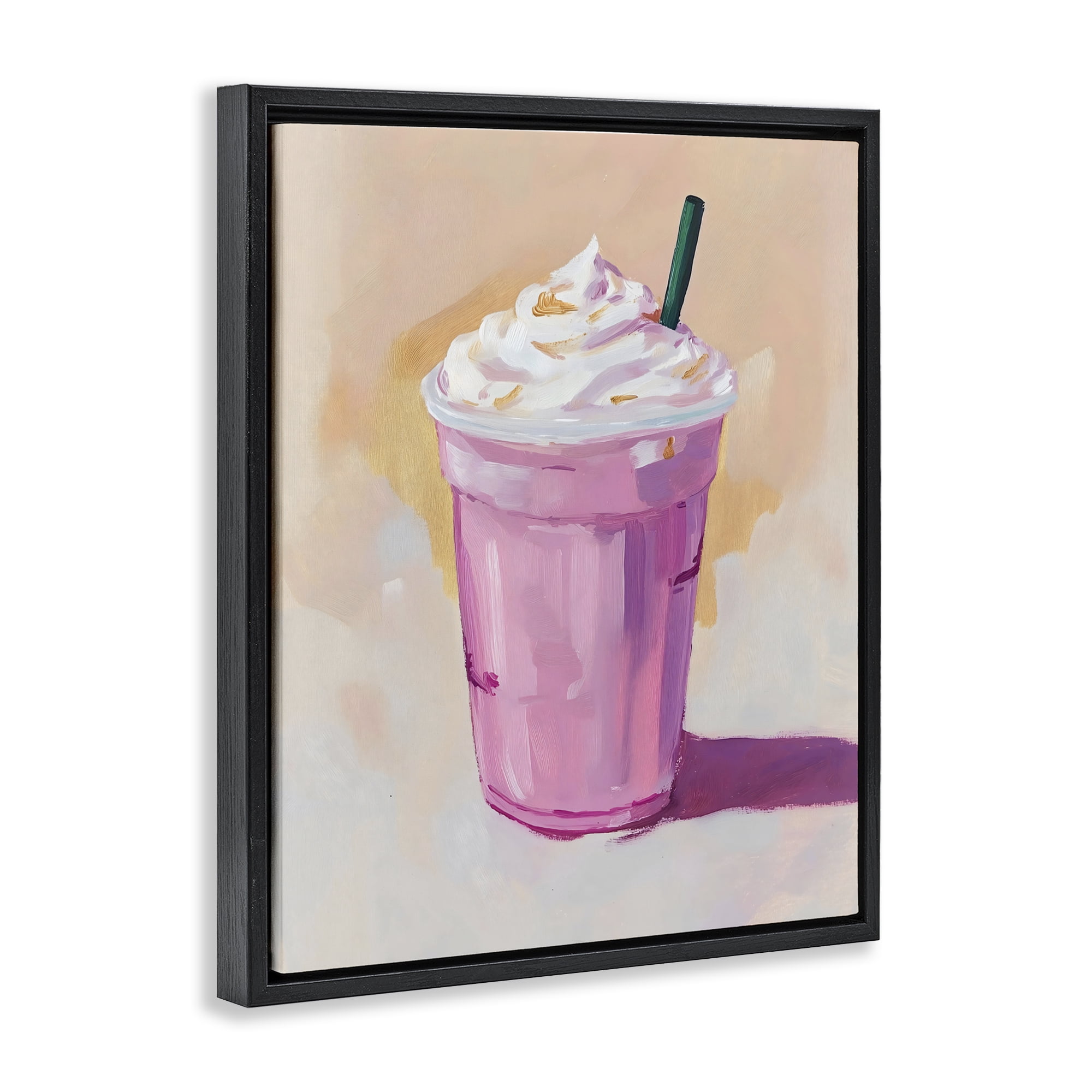 Stupell Industries Pink Strawberry Shake Black Framed Floater Canvas Wall Art, design by The Prints Vibe