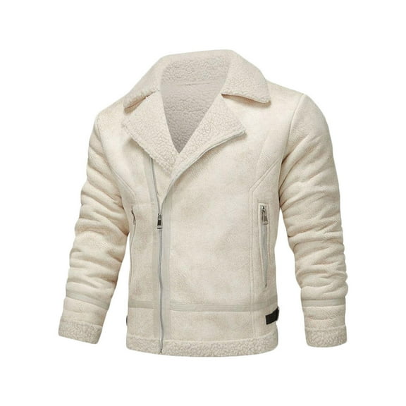 IYTR Mens Fleece Jacket Long Sleeve Thick Thermal Coats Casual Fashion Lapel Winter Warm Coats Outerwear (Khaki,M)