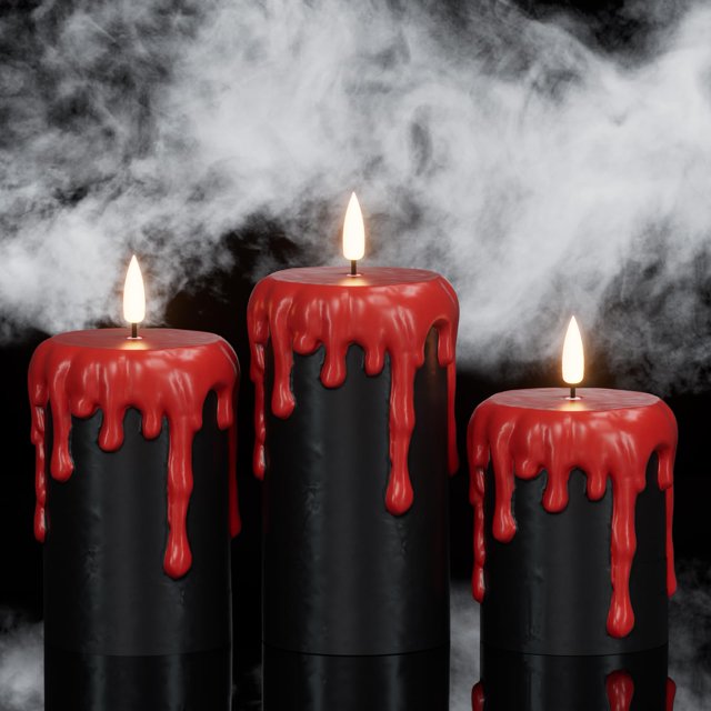 Velas LED sin llama KunSwenn Black Halloween, paquete de 3