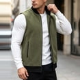 thumbnail image 5 of Riecok Mens Fleece Vests for Outdoors Sleeveless Stand Collar Zip up Jackets Thermal Solid Warm Casual Outerwear with Pockets Army Green XL, 5 of 5