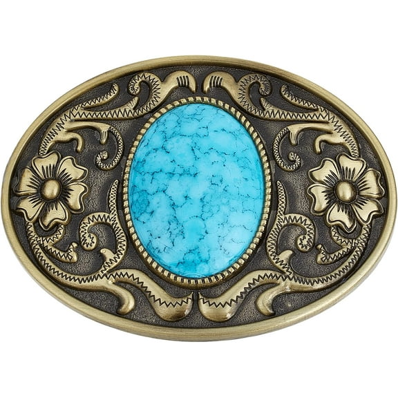 Turquoise Stone Buttons 90×66Mm Belt Buckles Men American Western Cowboy Indian Elements Vintage Turquoise Belt Buckle Oval with Flower