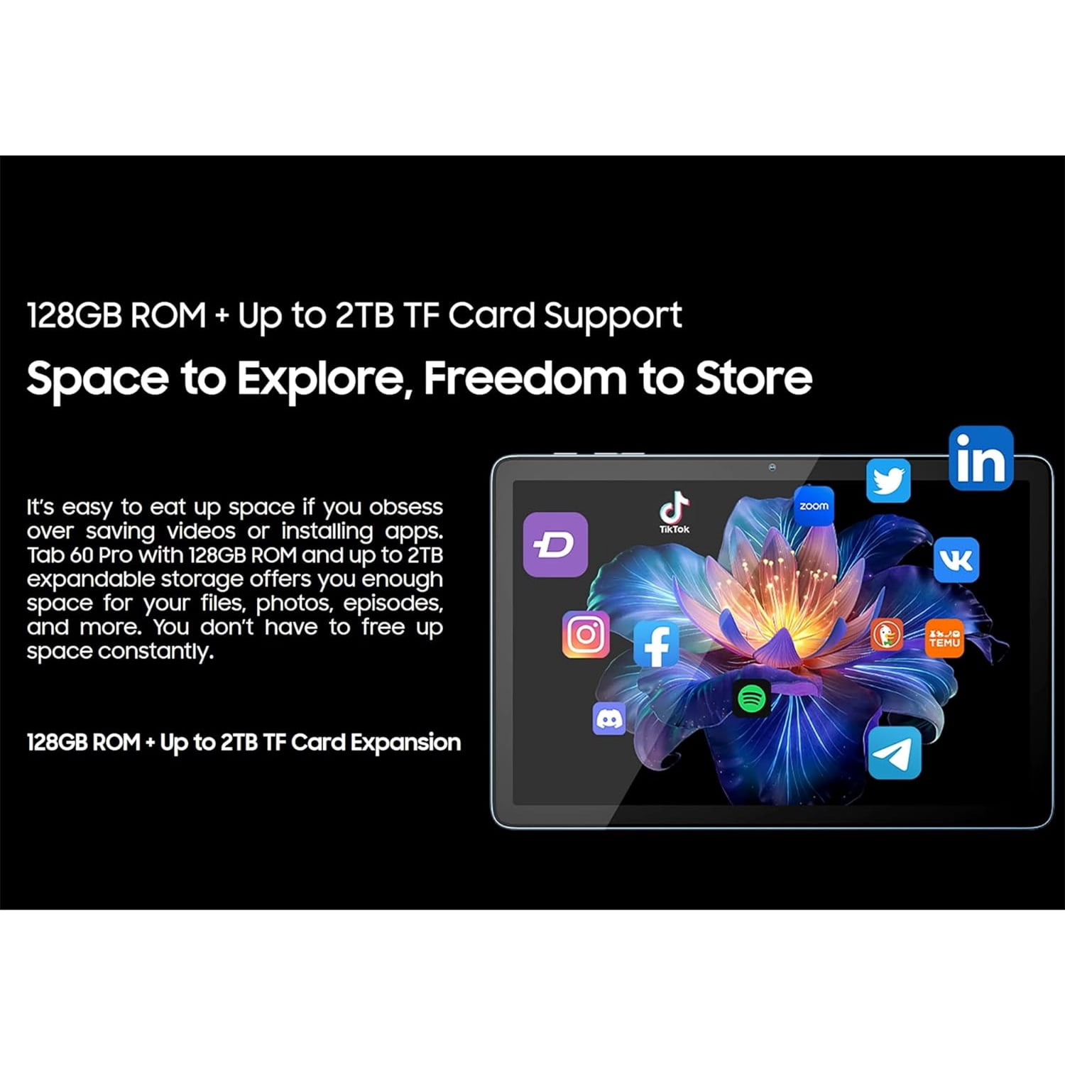 Blackview Tab 60 PRO Android 15 Tablet, 8GB 128GB, 10.1'' HD Display, 7700mAh Battery, Gray/Blue