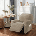 thumbnail image 2 of Northern Brothers Stretch Velvet 1-Seater Sofa Recliner Slipcover, a set of 4 Lazy Lounge Recliner Protective Covers,Khaki, 2 of 6