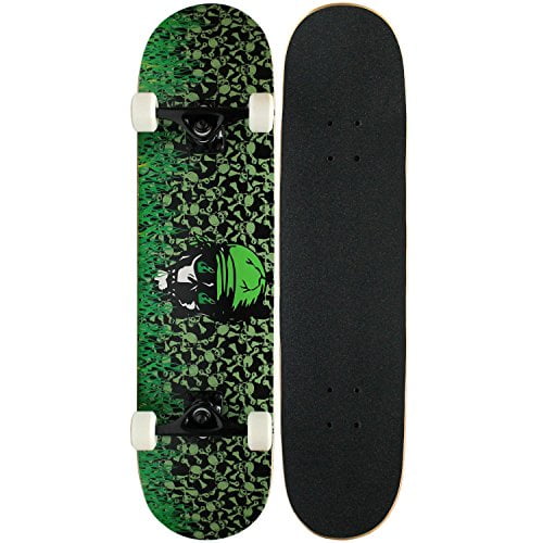 Krown Intro Skateboard, Green Flame