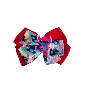 SE Cute Disney Stitch Hair Bows For Girls - One Large Printed Hair Bow Featuring your Favorite Stitch Characters - Alligator Clip - Birthday Gift for Girls Ages 3 